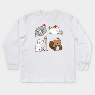 Christmas Sticker Bundle 4 Kids Long Sleeve T-Shirt